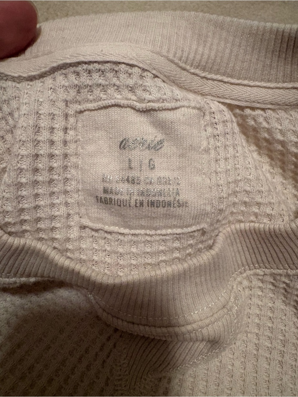 aerie Cream Waffle-Knit Crewneck Pullover - Picture 2 of 4